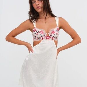 For Love And Lemons White and Red Floral Chemise